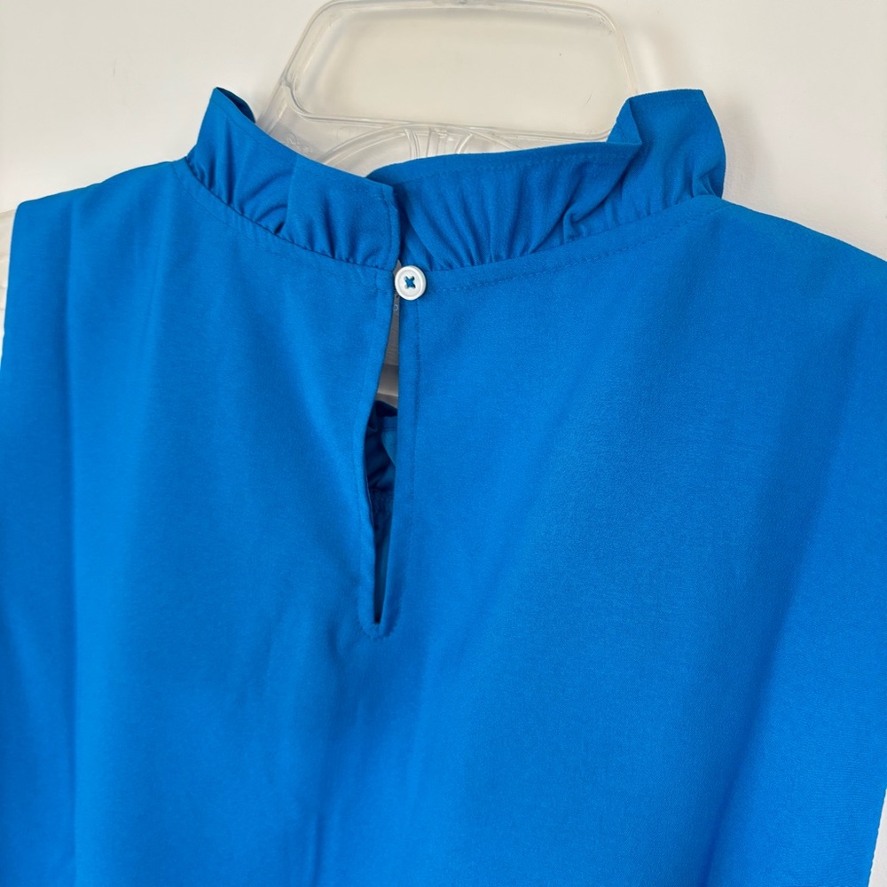 J. Crew Ruffleneck Sleeveless Colbolt Blue Women's Top Size Medium NEW - Picture 7 of 9